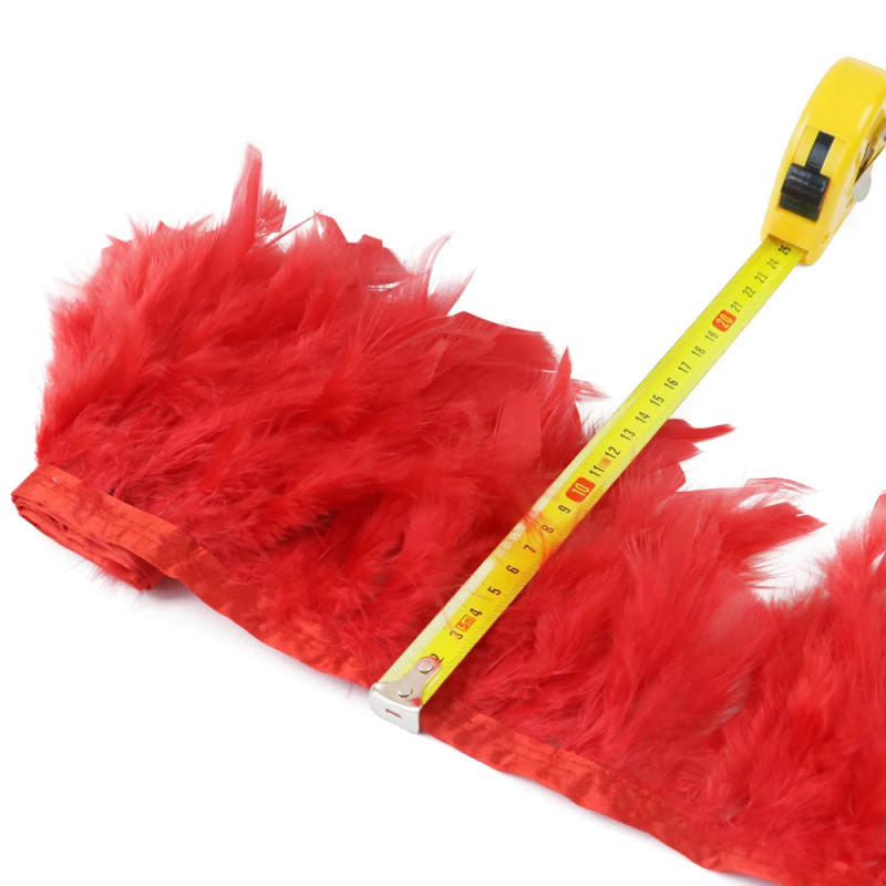 Description Picture 5 of item10Meters Leather Pink Turkey Feather Trim Fring 10-15CM Plumes Ribbon for Wedding Party Sewing Clothing Decor Accessories Crafts