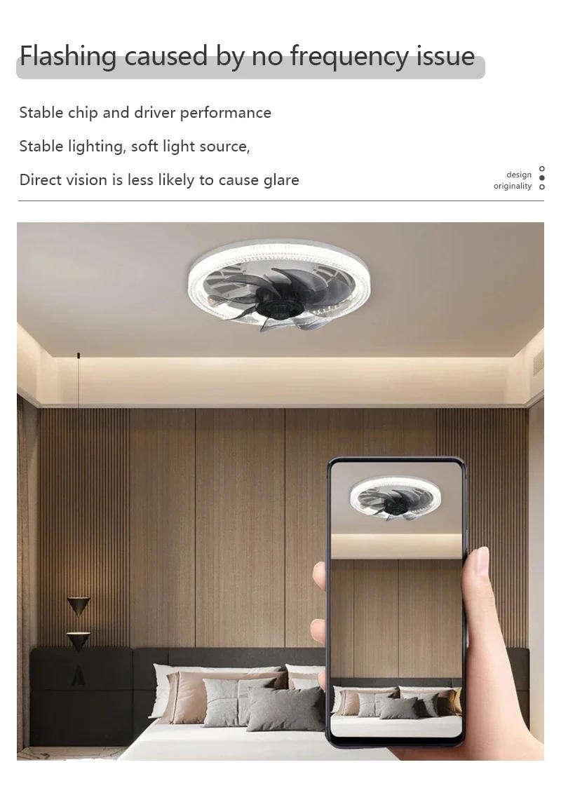 Description Picture 4 of itemModern LED Ceiling Fan Light with Strong Wind and Silent Remote Dimming E27 Ceiling Fan Living Room Bedroom Decorative Light