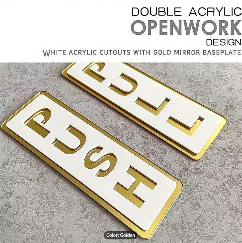 Description Picture 5 of item3D Push Pull Door Sign Mirror Sticker Letters Push and Pull Symbol Decal for Shop Hotel Restaurant Cafe Bank Mall Decoration