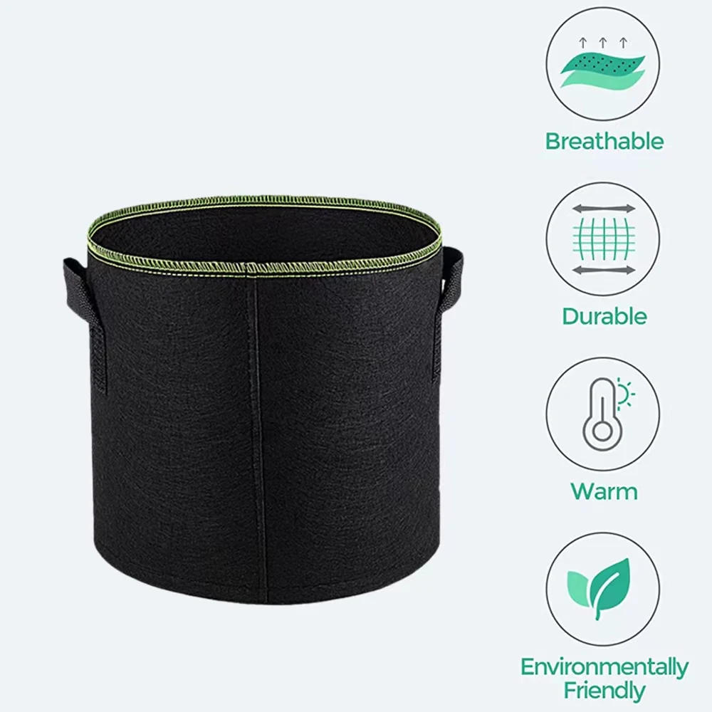 Description Picture 5 of item5Pcs 3/4/5/7/10 Gallon Felt Grow Bags Gardening Fabric Grow Pot Vegetable Strawberry Growing Planter Garden Potato Planting Pots