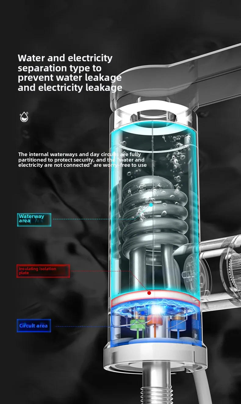 Description Picture 4 of item3000W 220V Electric Kitchen Water Heater 360Â° Heater Cold Heating Faucet Stainless Steel Tap Bathroom Instant Heater Faucet