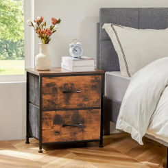JHK Nightstand For Bedroom With 2 Fabric Drawers Bedside Sofa Table With Storage Closet Chest Clothes Display Cabinet Furniture