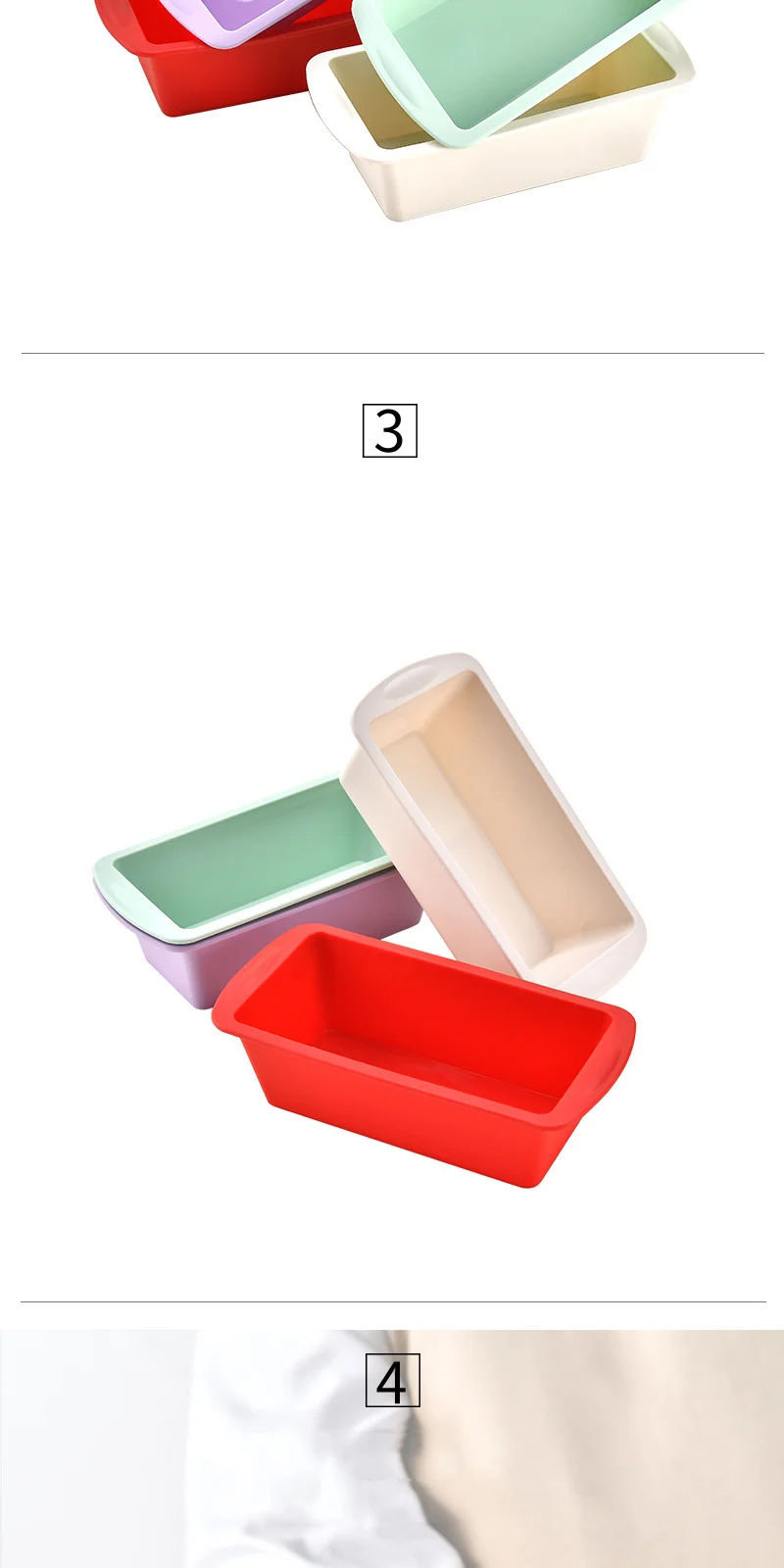 Description Picture 4 of item1/4Pcs Household Rectangular Silicone Mold Candy Toast Mould Easter Bread DIY Kitchen Supplies Cake Bakeware Pan Baking Tools