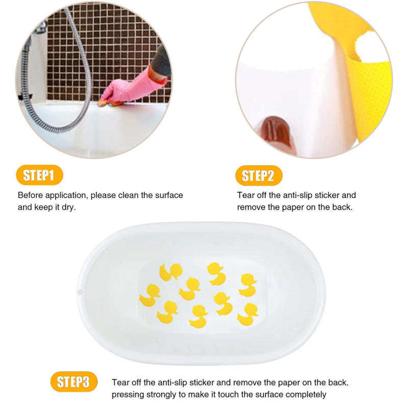 Description Picture 5 of item12pcs Duck Bathtub Sticker Shower Floor Stairs Anti Slip Decorative Decal Yellow Duck Cute Non-slip Self Adhesive Stickers