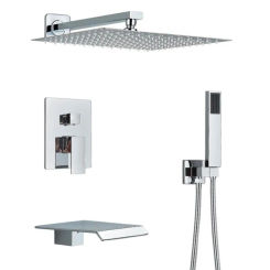 Senlesen Chrome Bathroom Shower Faucet Set 10/12/16" Ultra-thin Rain Waterfall Concealed 2/3 Way Shower System Shower Faucet Set