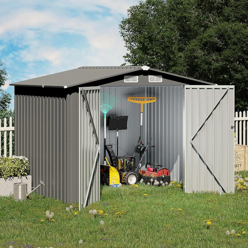 Description Picture 2 of item8 x 6 FT Outdoor Storage Shed, Metal Garden Tool Shed, Outside Sheds & Outdoor Storage Galvanized Steel w/Lockable Door