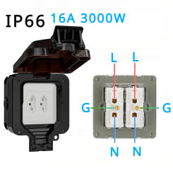 BR Outdoor Waterproof Electrical Socket 2 Outlets IP66 16A 4000W Brazil Surface Mounted AC110~250V Garden Power Wall Sockets