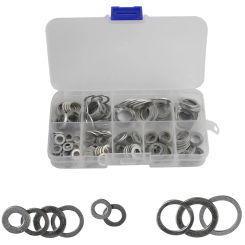 200pcs M5-M14 Aluminum Flat Gaskets W/ Plastic Box For Washers Assorted Metal Gaskets Sealing Rings Hardware Tools