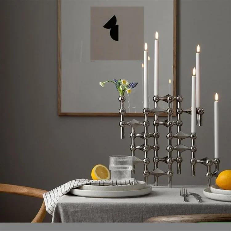 Description Picture 4 of itemMetal Molecular Structure Candle Holder Nordic Silver Candlestick Centerpiece Living Room Decoration Gift Home Decore Candelabra