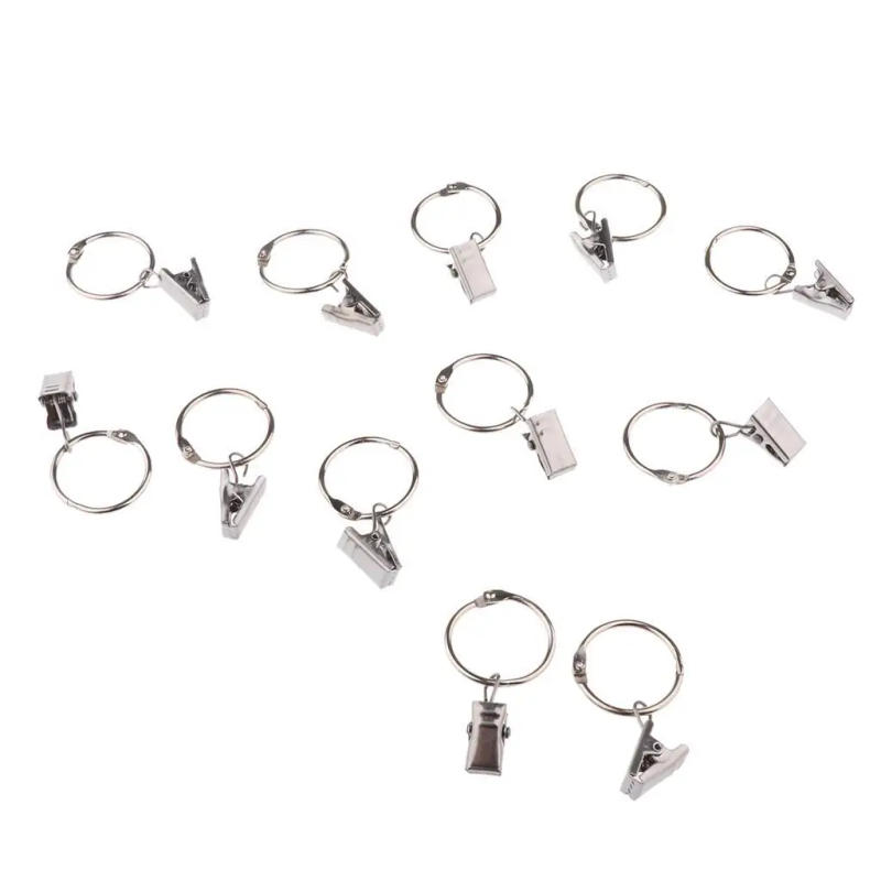Description Picture 3 of item12Pcs Curtain Ring Hook with Clips with Eyes Portable Sliding Rod Rings Hook