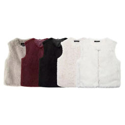 TRAF Faux Fur Cut Women Vest Top Loose Comfortable Sleeveless Jacket Soft Texture Vest Outerwear Top Street Clothing For Woman