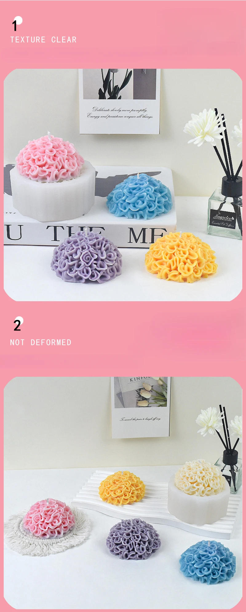 Description Picture 3 of itemChrysanthemum Silicone Mold DIY Gypsum Aromatherapy Candle Mold for Day of The Dead Marigold Ornament Home Decoration