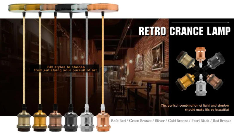 Description Picture 2 of itemVintage Lamp Socket Edison Screw Lamp Holder E27 E26 Bulb Bases Edison Light Bulb 90-265V Industrial Hanging Lamp Home for Decor