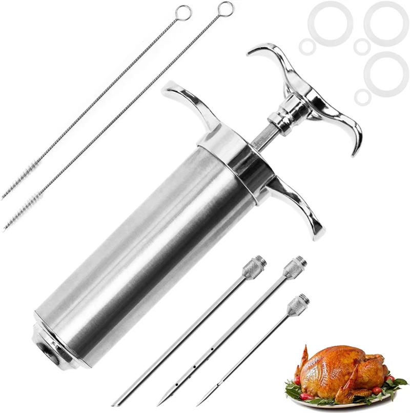 Description Picture 4 of itemLMETJMA 2 oz Meat Injector Syringe Kit with 3 Marinade Needles Stainless Steel Meat Injector For BBQ Grill Smoker Beef JT334