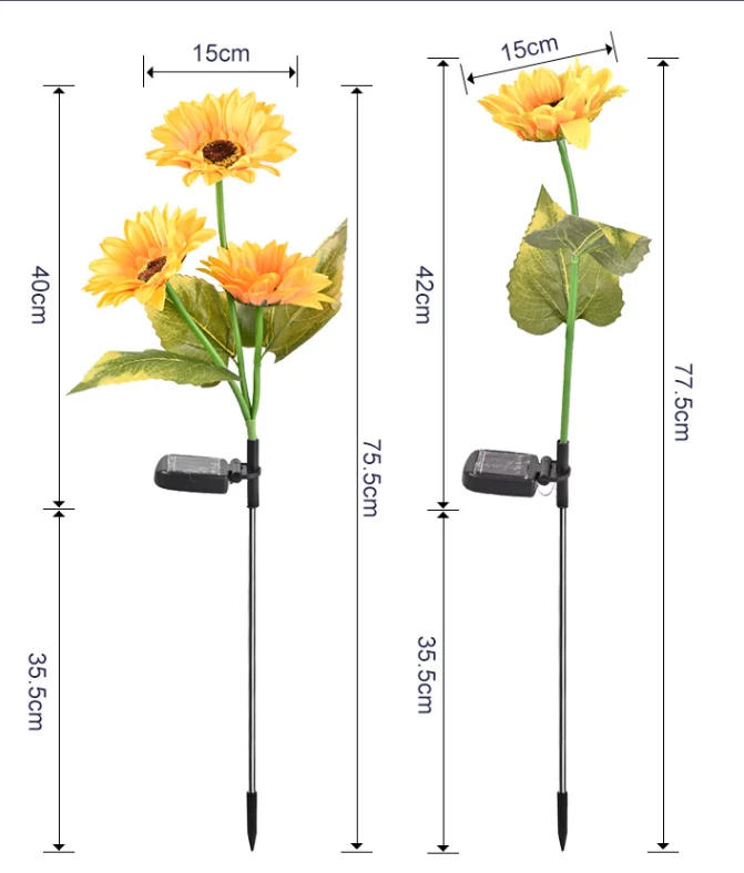 Description Picture 2 of itemSolar Sunflowers Light Outdoor Waterproof Decoration Lawn Lamp Landscape Light for Home Garden Easy Installation Flower Lights