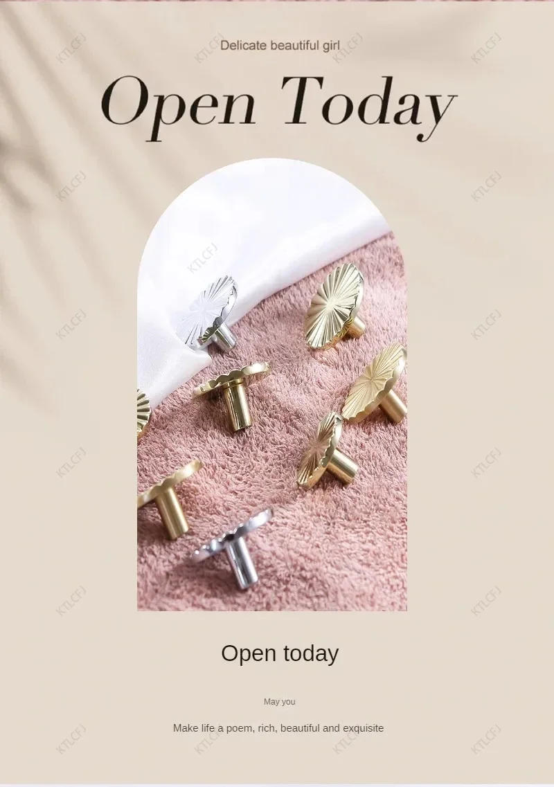 Description Picture 2 of itemLight Luxury Sun Flower Table Lamp Pure Brass Handle Nordic Bright Gold Silver Cabinet Door Wardrobe Drawer All Copper Handle