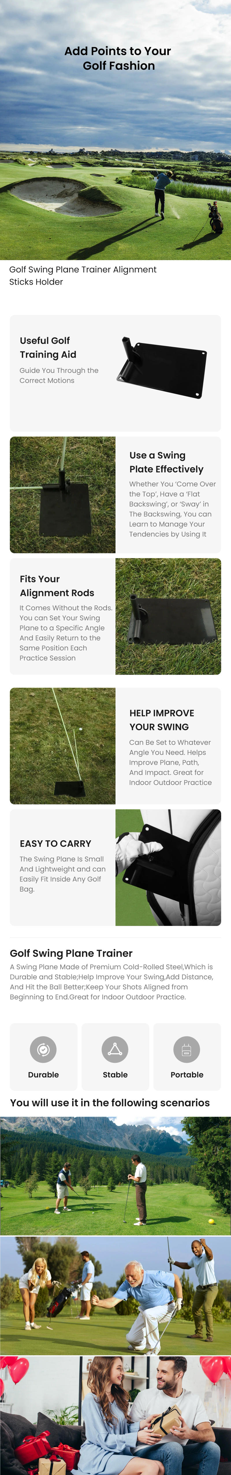 Description Picture 2 of itemGolf Alignment Stick Holder Swing Practice Plate Plane Trainer Training Aid Alignment Stick Base