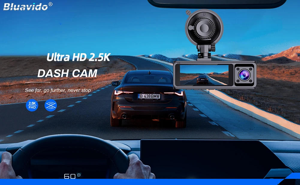 Description Picture 4 of item3 Channel Dash Cam 2K 1296P Night Vision IMX 415 Sensor Supports Cabin /Rear Camera Car Video Cycle Recorder 5G WiFi APP Control