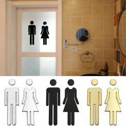 Black Gold Color Toilet Sign Plate Acrylic 3D Wash Room Door Wall Label Sticker Wc Holder Signage Board Art Hotel Home Decor