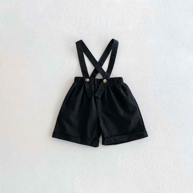 Description Picture 6 of itemBoys' Summer New Polo Collar Top Black Strap Pants Set Infant Cartoon Gentleman Outing Two Piece Set