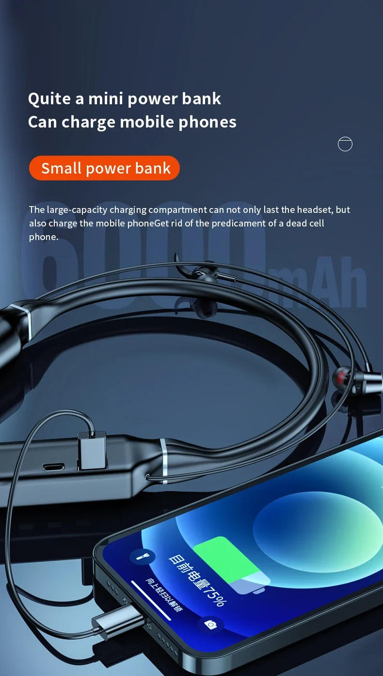 Description Picture 6 of itemEARDECO 500 Hrs Playback Bluetooth Headphone TWS Wireless Headphones Can Be As Power Bank Sports Neckband Earphones Headset