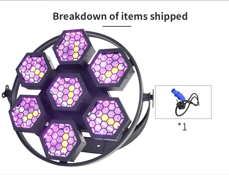 Description Picture 4 of item2-6pcs DMX Control /7x30w Retro Flash Light  RGB Wash Effect SoundFor Party Disco Club Light DJ Equipment Stage Effect Lighting