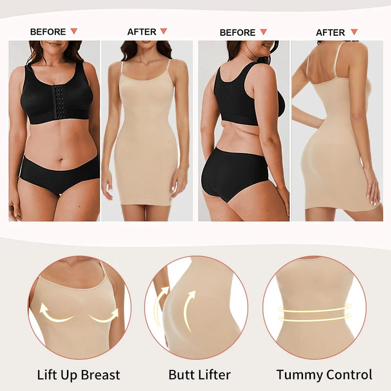 Description Picture 6 of itemSeamless Shapewear Control Slips for Under Dresses Women Smooth Body Shaper Tummy Control Full Slip Slimming Cami Slip