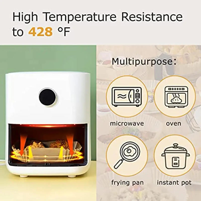 Description Picture 4 of item50/100Pcs Air Fryer Paper Liner, Unbleached Oven Insert Parchment Paper, Disposable Non-stick Baking Paper for Frying, Baking