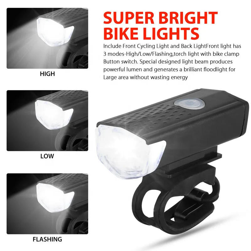 Description Picture 3 of itemBike Light Set Front Light with Taillight USB Rechargeable Easy to Install 3 Modes Bicycle Accessories for the Bicycle Road MTB
