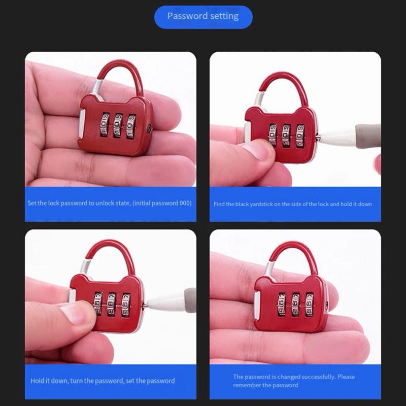 Description Picture 5 of itemCompact Cabinet Trolley Case Purple Red Silver Zinc Alloy Blue Combination Lock 42X35X12mm Color Password Padlock