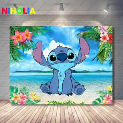 Disney Lilo & Stitch Backdrop Kids Birthday Party Photo Decoration Photography Ocean Flower Background Baby Shower Prop Banner