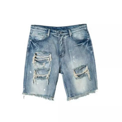 Korean Version Of The Summer Men's New Spray Paint Beggar Big Hole Do Old Fashion Jeans Shorts Personality Hip-hop High Street