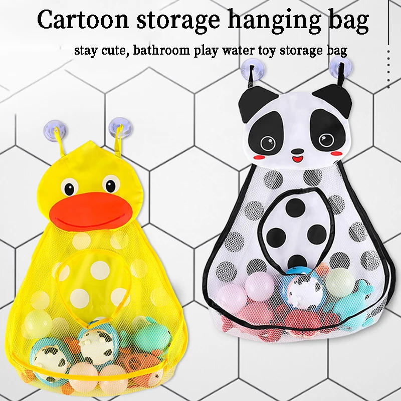 Description Picture 3 of itemBaby Bath Toys Strong Suction Cups Bath Game Bag Cute Duck Frog Mesh Net Toy Storage Bag Bathroom Organizer Water Toys for Kids