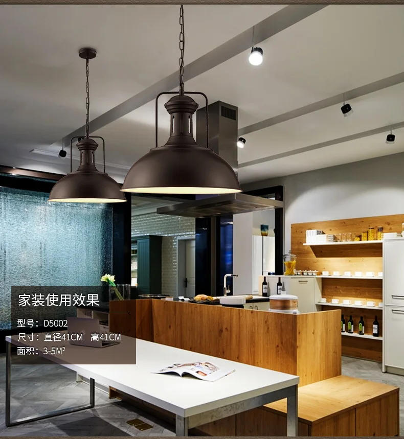 Description Picture 6 of itemVintage Pendant Light Loft Hanging Lamp Ceiling Chandelier Lustre Retro Industrial for Home Luminaire Living Dining Room Decor