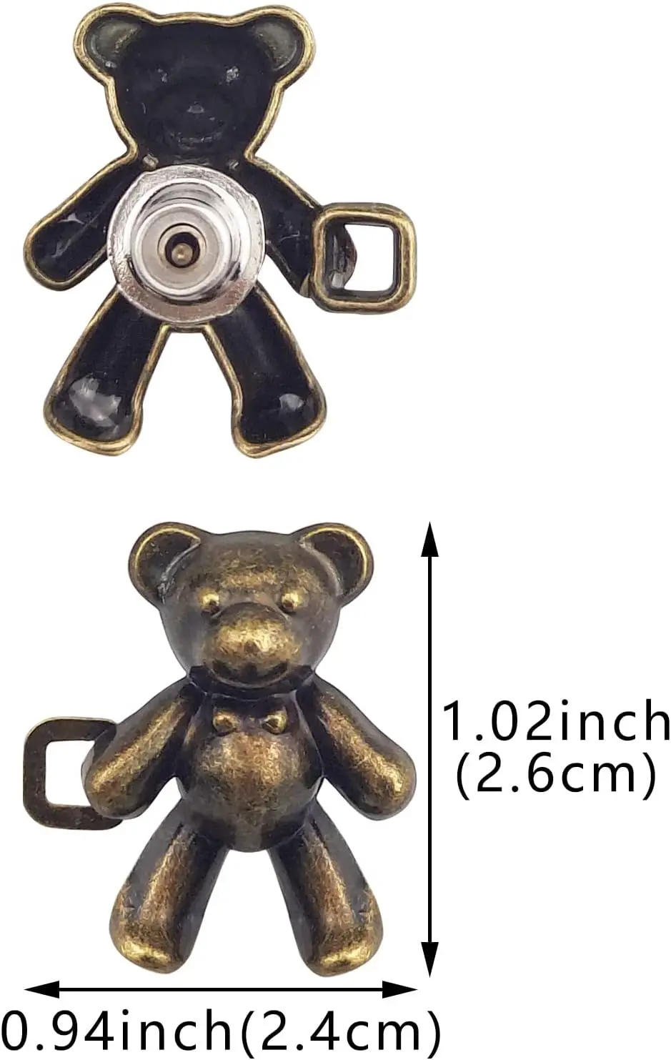 Description Picture 6 of item2Pcs Bear Shaped Adjustable Jean Button Waist Buckle Snap Pants  Extender Replacement Jeans  Attacher Pins
