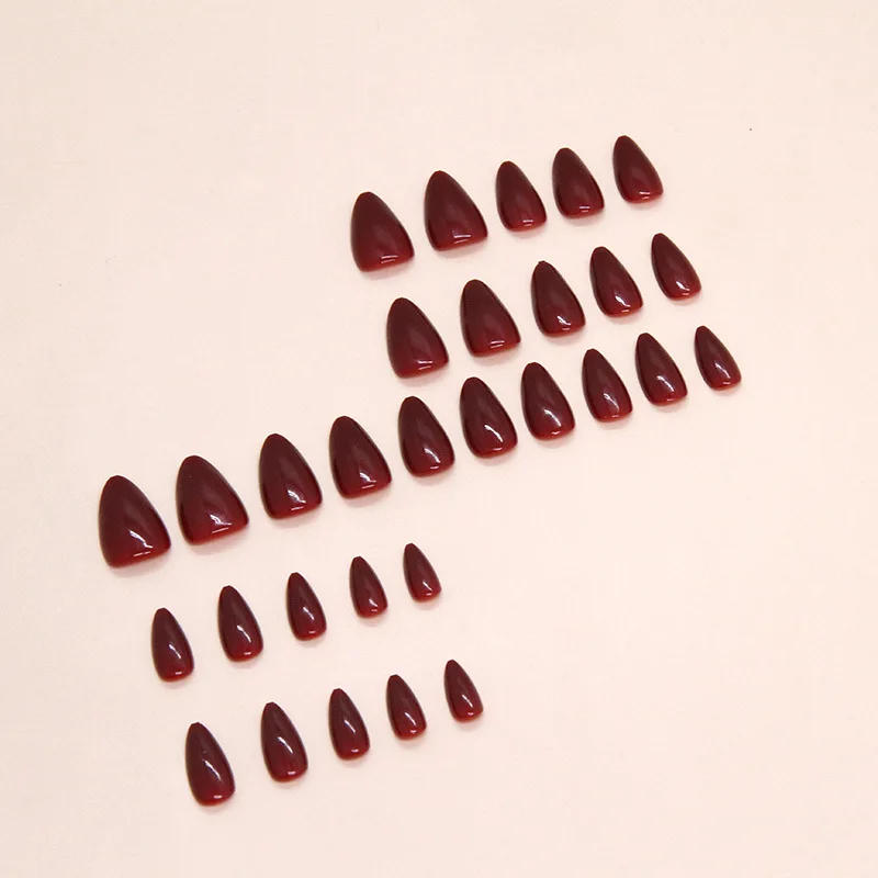 Description Picture 5 of itemCherry Red 24 Pcs Press on Nails Pink Gradient Fake Nails Glossy Artificial Finger Manicure Reusable False Nails for Women