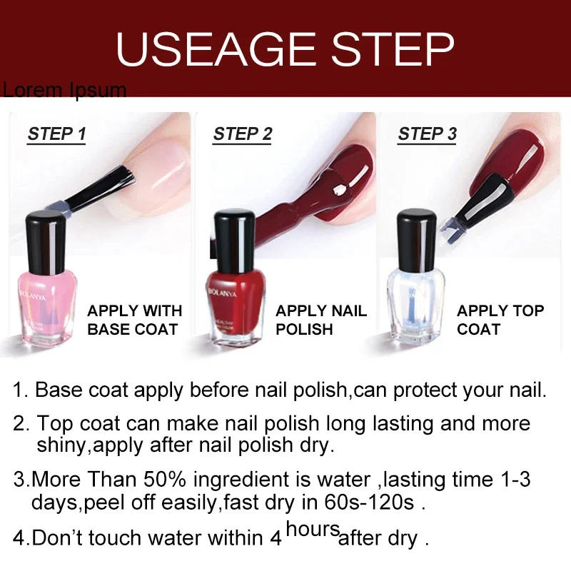Description Picture 3 of itemWater Based Vegan Non-toxic Glossy Top Coat for Halal Nail Polish