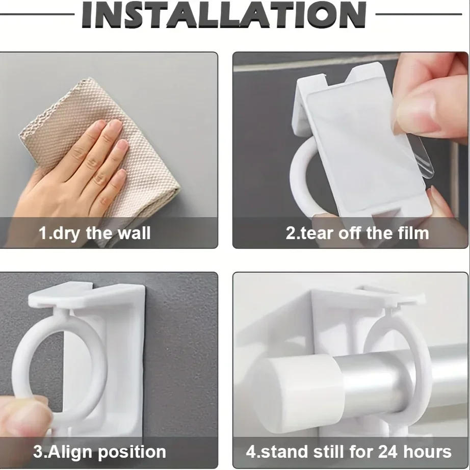 Description Picture 5 of itemRotating Hanging Ring Curtain Rod Telescopic Rod Fixed Bracket Kitchen Bathroom Multi-functional Storage Punch-free Hook