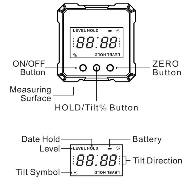 Description Picture 2 of itemSHAHE Tools For Woodwork Protractors Angle Finder Digital Inclinometer Mini Bevel Box Angle Gauge Level Measuring Instruments