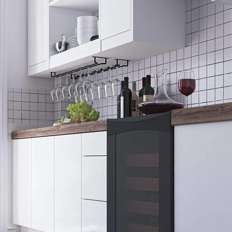 Description Picture 3 of itemLarge Stemware Wine Glass Hanger Rack Under Cabinet Kitchen Bar Storage Black 87HA