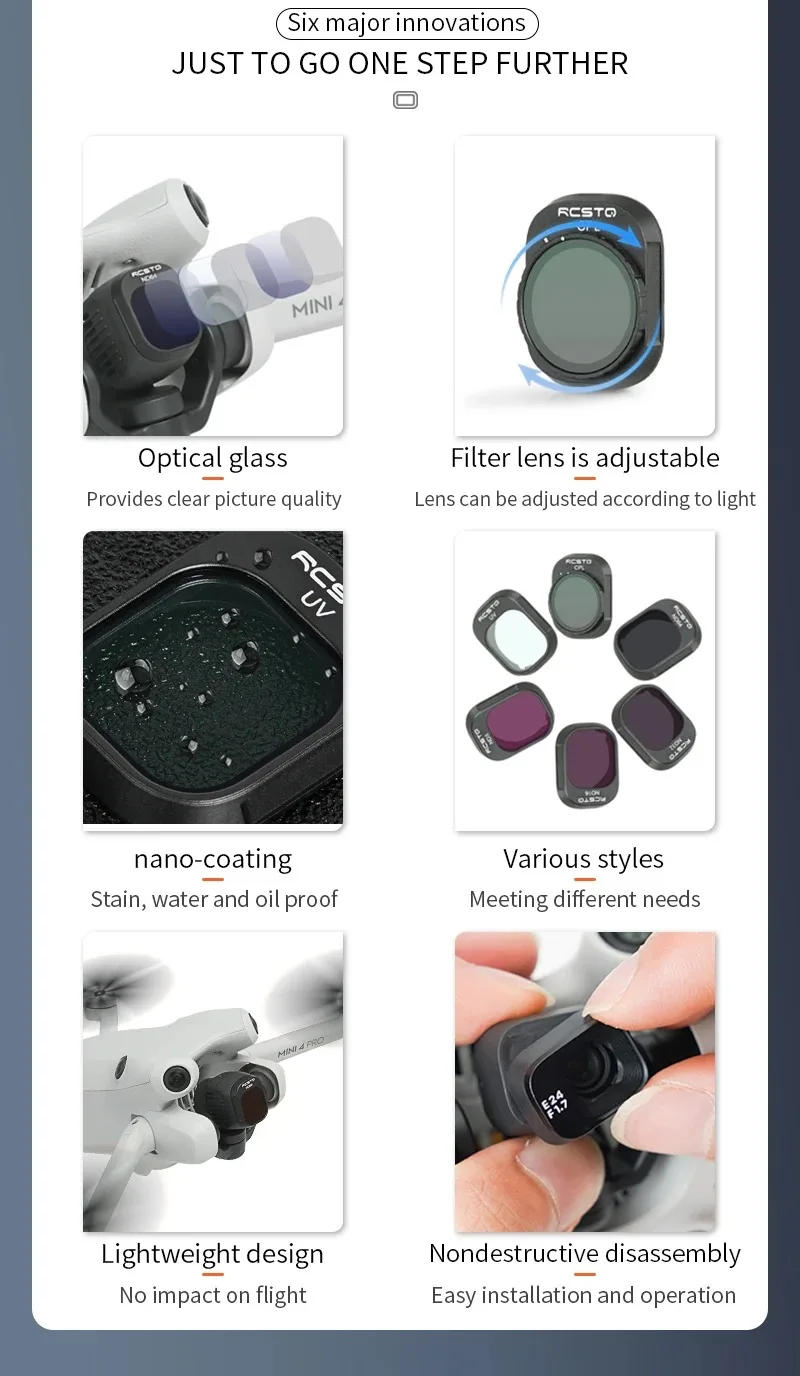 Description Picture 3 of itemRCSTQ Camera Lens Filter For DJI Mini 4 Pro ND Filter Drone Set UV CPL ND8 ND16 ND32 ND64 ND/PL For DJI Mini 4 Pro Accessories