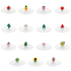 Transparent Reusable Silicone Cup Cover Cute Seal Suction Cup Cover Dustproof Leakproof Tea Coffee Lids Cap Cup Accessories