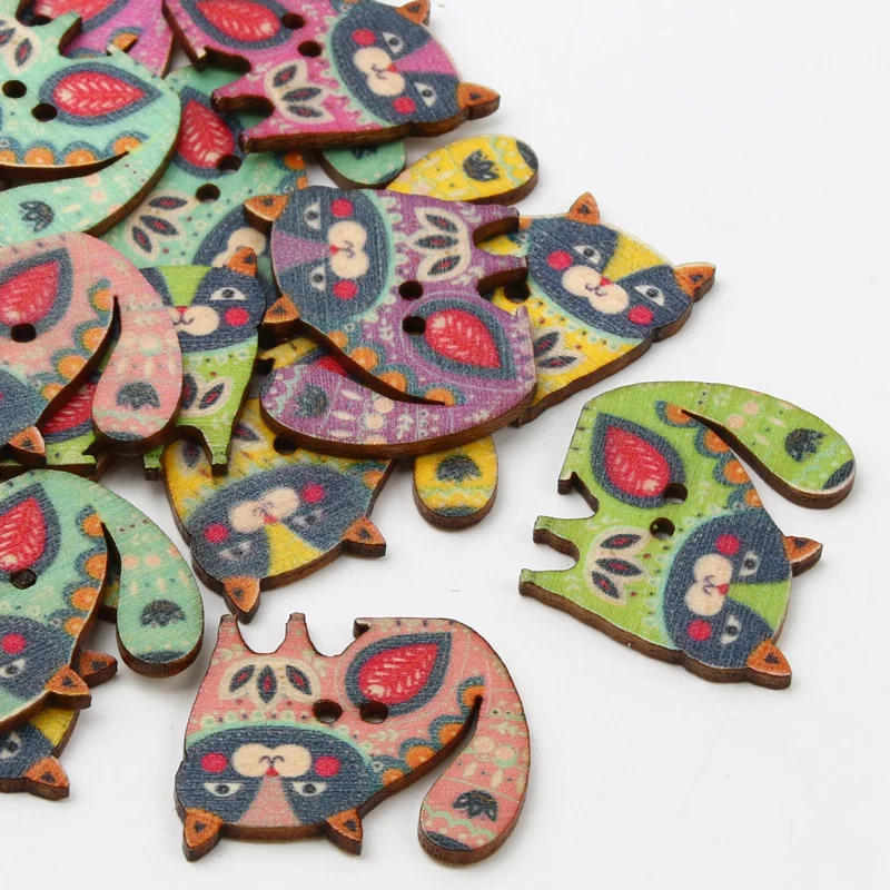 Description Picture 6 of item30pcs Mixed Color Pattern Cats 30mm Buttons 2 Holes Sewing Crafts Clothing Decoration Scrapbook Diy Handmade 30x25mm