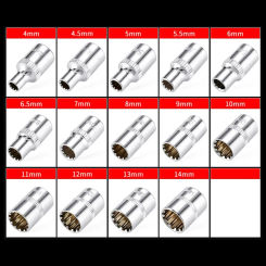 12 Teeth Shape Universal Socket Head 1/4" Square Drive Torx Bit Ratchet Wrench Adapter Socket For Nuts Of Various Types Sockets