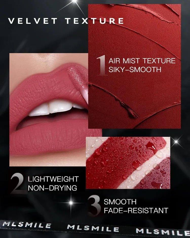 Description Picture 6 of itemWaterproof Liquid Velvet Matte Lipstick Transparent Moisturizing Lip Oil Pearlescent Rich Color Lipgloss Tint Lasting Cosmetic