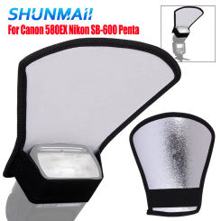 Camera Flash Diffuser Softbox Silver and White Flash Light Reflector for Canon 580EX/ for Nikon SB-600/Metz/ for Sony Cameras