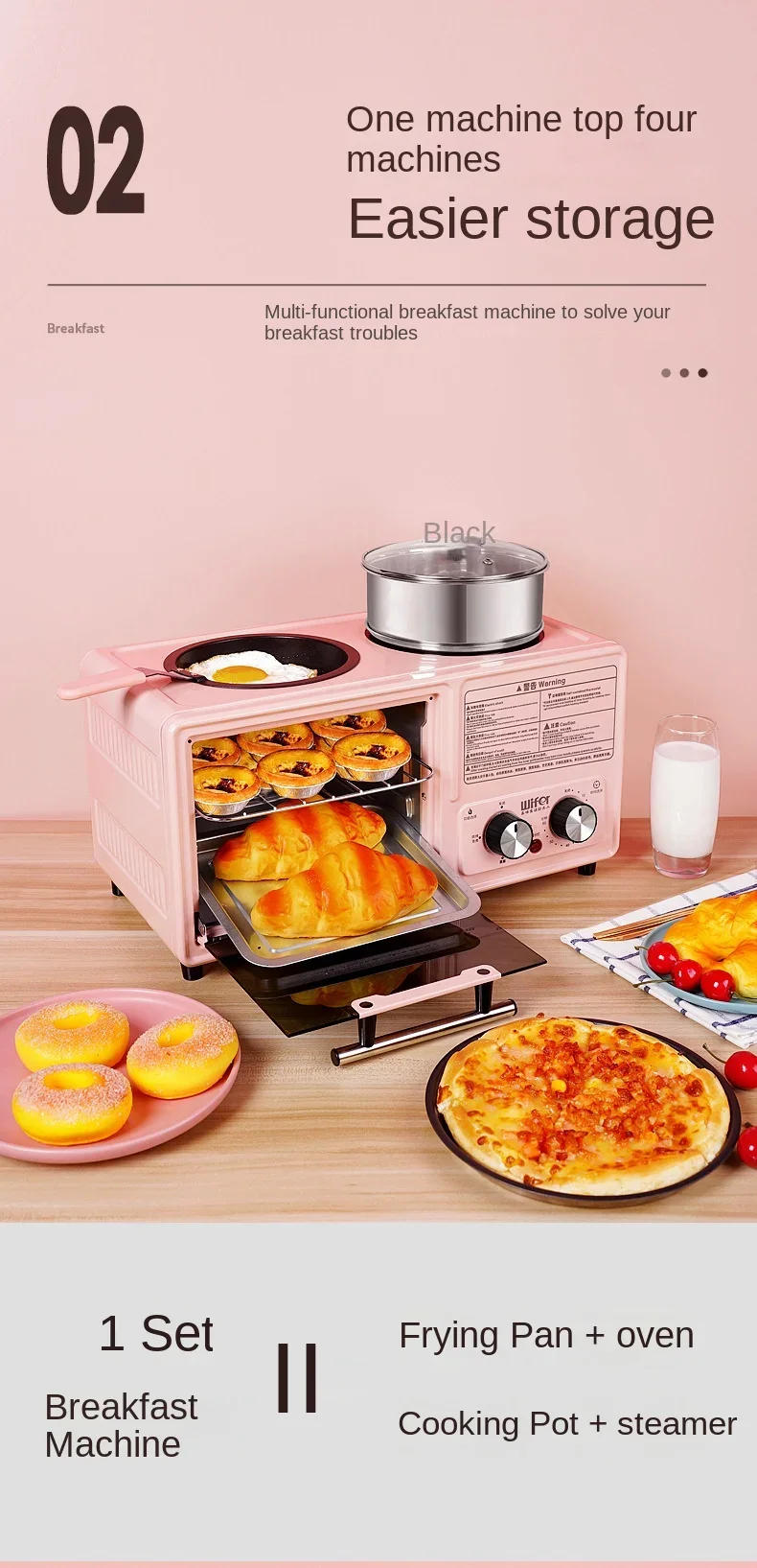 Description Picture 6 of item220V Multifunctional Breakfast Maker with 4 Slots Toaster, Mini Oven, Coffee Maker and Griddle for Home Use
