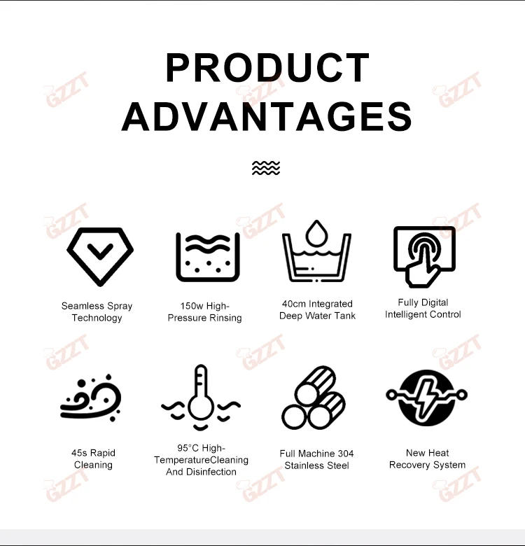 Description Picture 5 of item60 Baskets/hour Commercial Large Capacity Restaurant Canteen Dishwashers With Window 28L+20L Water Tank 60/90/120 Seconds/cycle