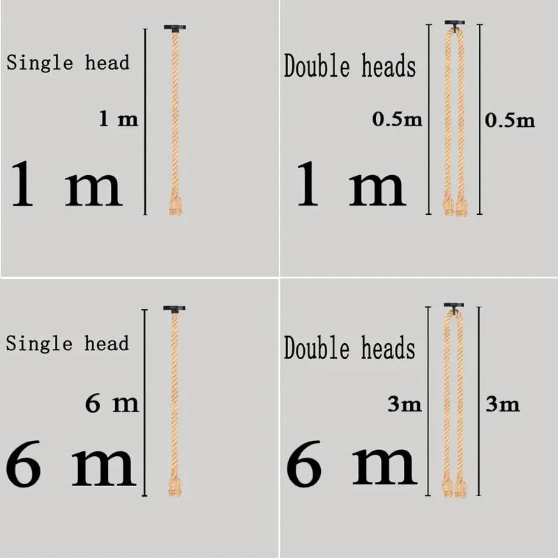 Description Picture 2 of itemRetro Vintage Hemp Rope Pendant Light American Industrial Hanging Lamps Creative Loft Country Style Ceiling Lamps E27 Edison LED