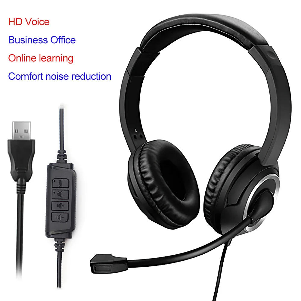 Description Picture 5 of itemWired USB Headset Call Center Headphones with Microphone Noise Cancelling Over Gaming Over-Ear Headsets for Computer PC Laptop